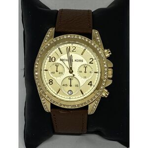 Michael Kors Blair MK5166 Women's Brown Leather Analog Dial Quartz Watch OP748